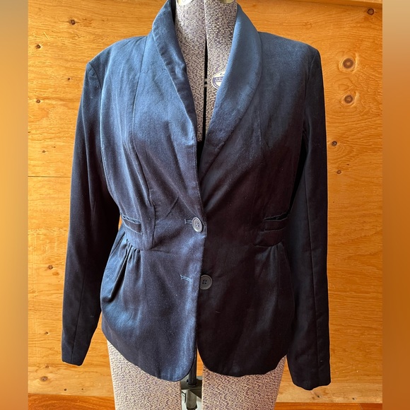 NWT Jessica péplum navy velvet blazer - Picture 1 of 15